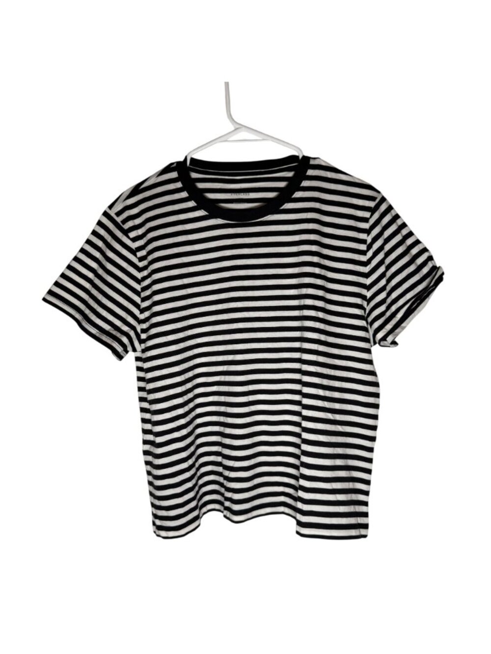Everlane The Box-Cut Tee in Essential Cotton Black White Stripe Size L NWT - Picture 2 of 6